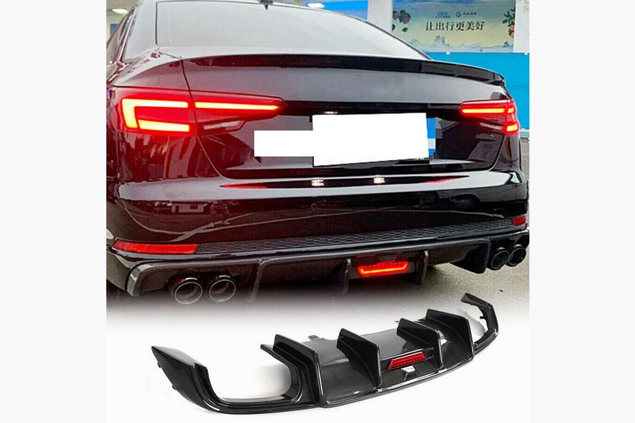 Audi A4 B9 2015-2024 Diffuseur de pare-chocs arrière (pour Base Sedan 2015-2019, Carbone) Image