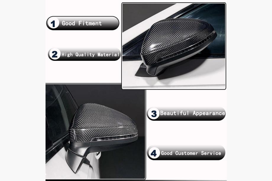 Audi A4 B9 2015-2024 Coques de Rétroviseurs Remplacement Style (Carbone) V1 Photo 4