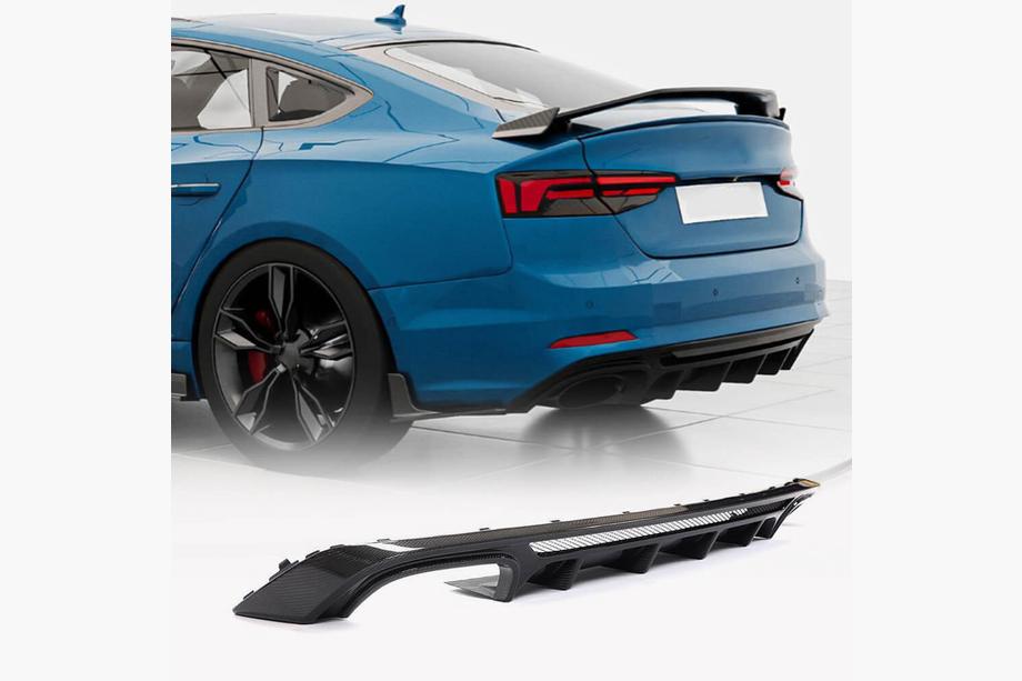 Audi A5 2016-2025 Diffuseur de Pare-chocs Arrière V3 (pour S-Line 2016-2020, Carbone) Photo 1