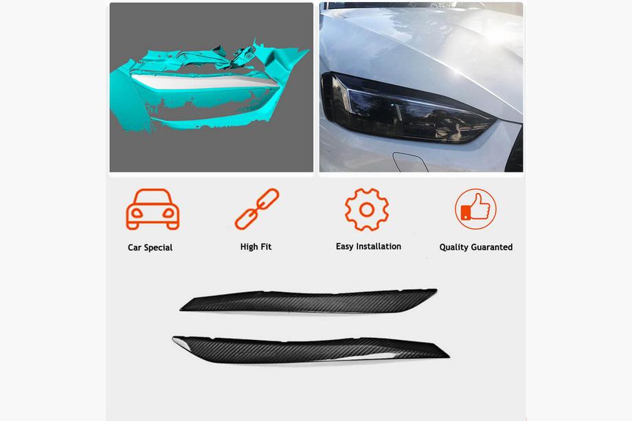 Audi A5 2016-2025 Couvre-phares Paupières (Carbone) Photo 3