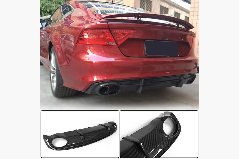 Audi A7 2010-2018 Diffuseur de Pare-chocs Arrière V3 (pour S-Line, 2010-2014, Carbone) Image