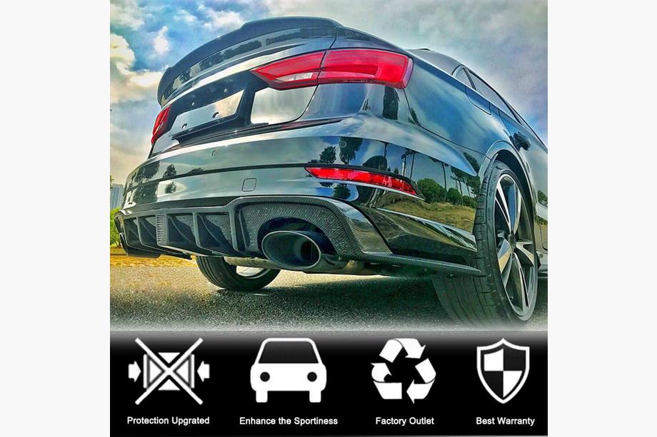 Audi A3 2012-2020 Diffuseur de Pare-chocs Arrière (Carbone) (avec Feu Stop LED) V2 Photo 2
