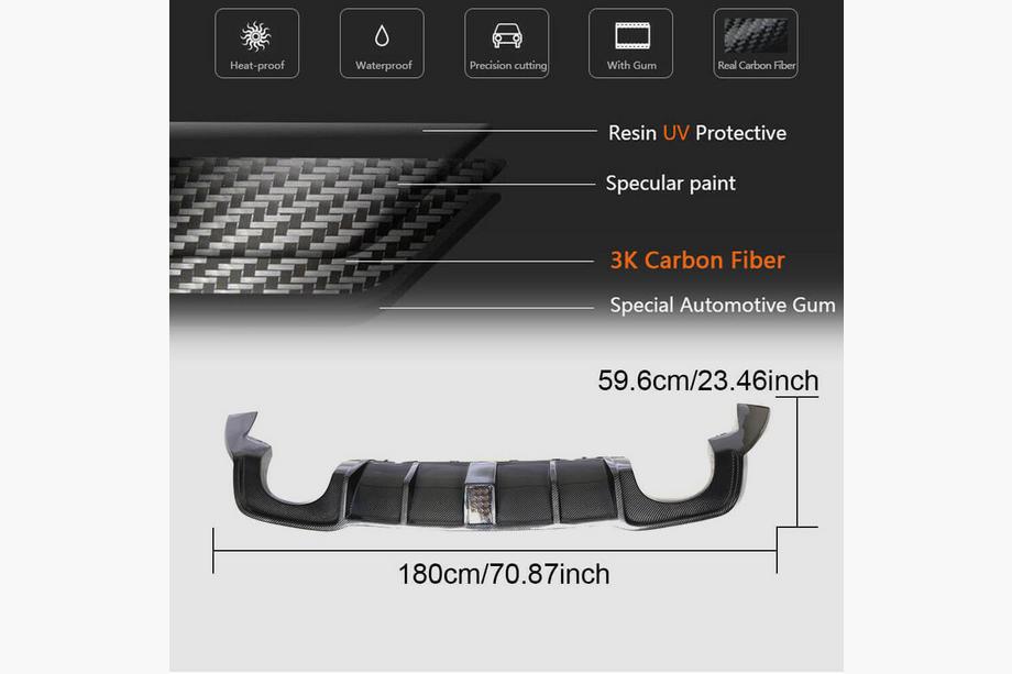 Audi A3 2012-2020 Diffuseur de Pare-chocs Arrière (Carbone) (avec Feu Stop LED) V2 Photo 5
