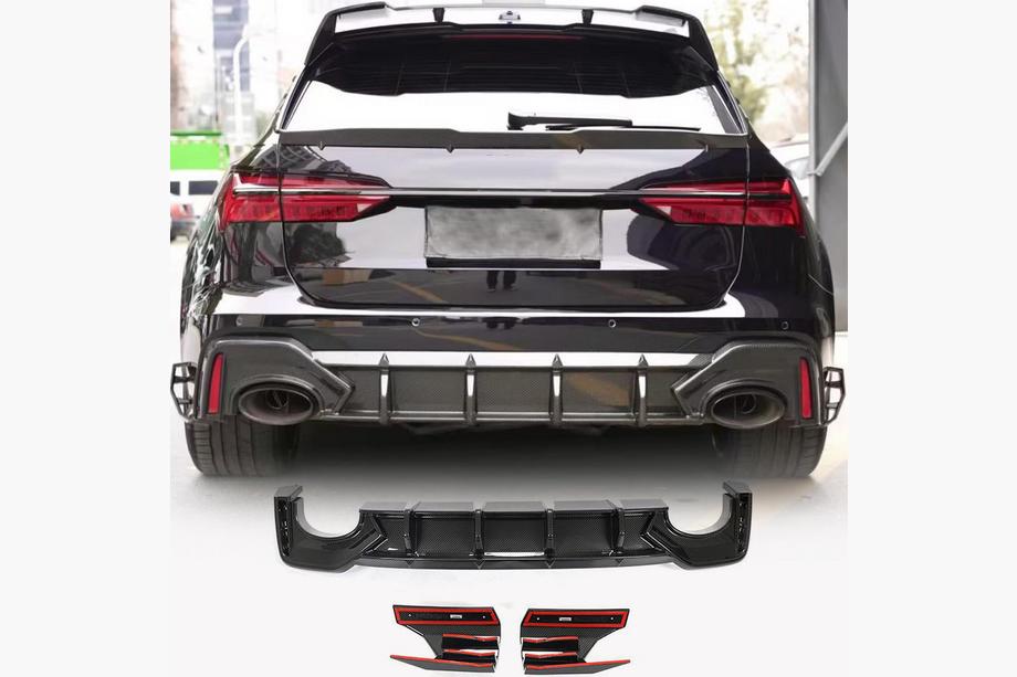 Audi A6 C8 2018–2025 Diffuseur de Pare-chocs Arrière (pour RS6, Carbone) Image