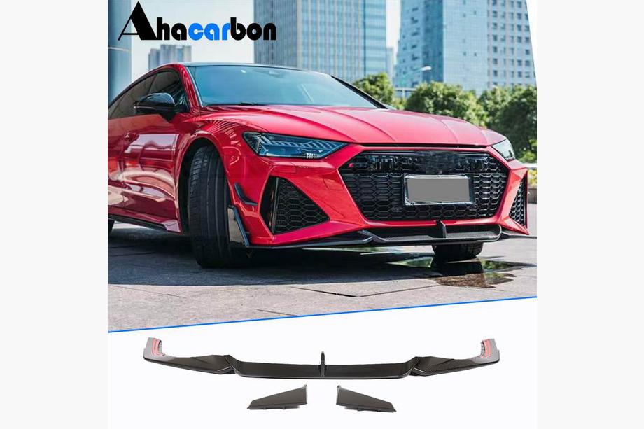 Audi A7 2018- Lame de Pare-chocs Avant V2 (pour RS7, Carbone Sec) Image