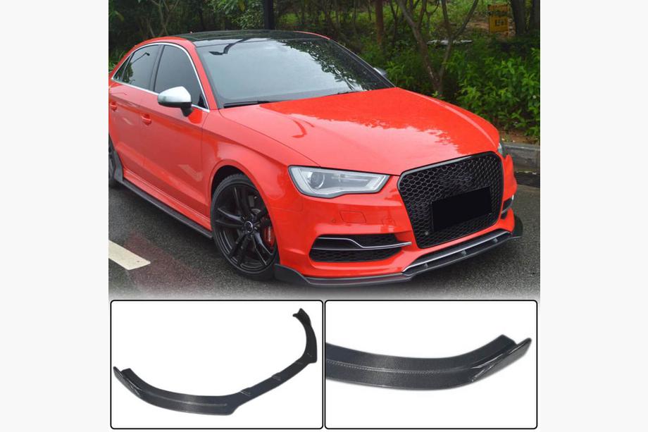 Audi A3 2012-2020 Lame de pare-chocs avant Lip V3 (pour S-Line Sedan 2012-2016, Carbone) Image
