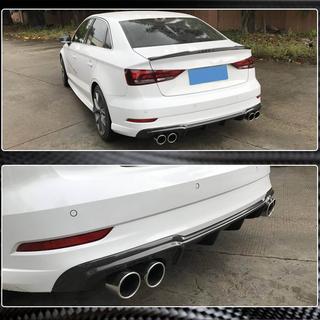Diffuseur de pare-chocs arrière V4 (pour S-Line Sedan 2017-2020, Carbone) Audi A3 2012-2020 photo 3