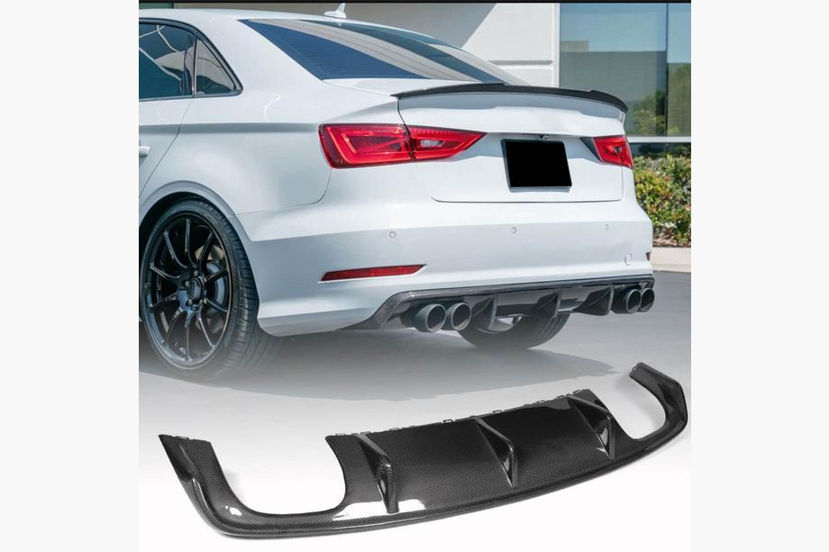 Audi A3 2012-2020 Diffuseur arrière V2 (pour S-Line Sedan 2012-2016, Carbone) Image