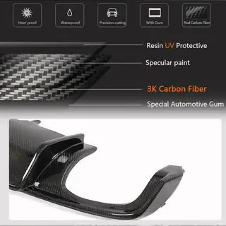 Diffuseur de pare-chocs arrière V1 (pour S-Line Sedan 2015-2019, Carbone) photo 3