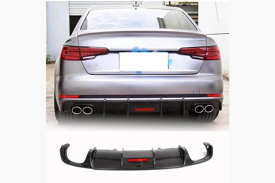 Audi A4 B9 2015-2024 Diffuseur de pare-chocs arrière V1 (pour S-Line Sedan 2015-2019, Carbone) Image