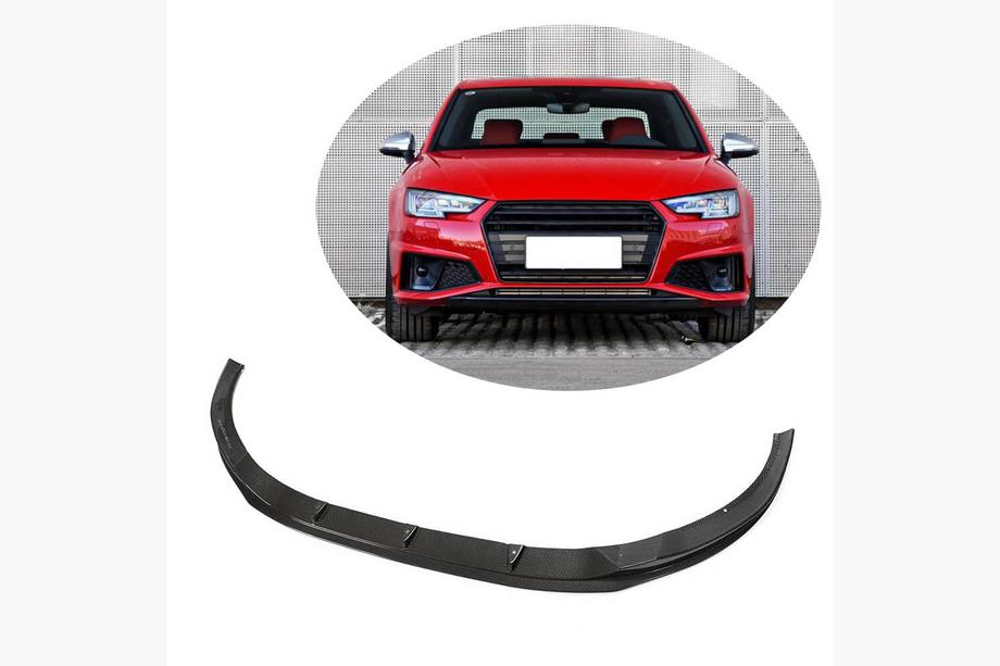 Audi A4 B9 2015-2024 Lame de pare-chocs avant Lip V6 (pour S-Line Sedan 2015-2019, Carbone) Image