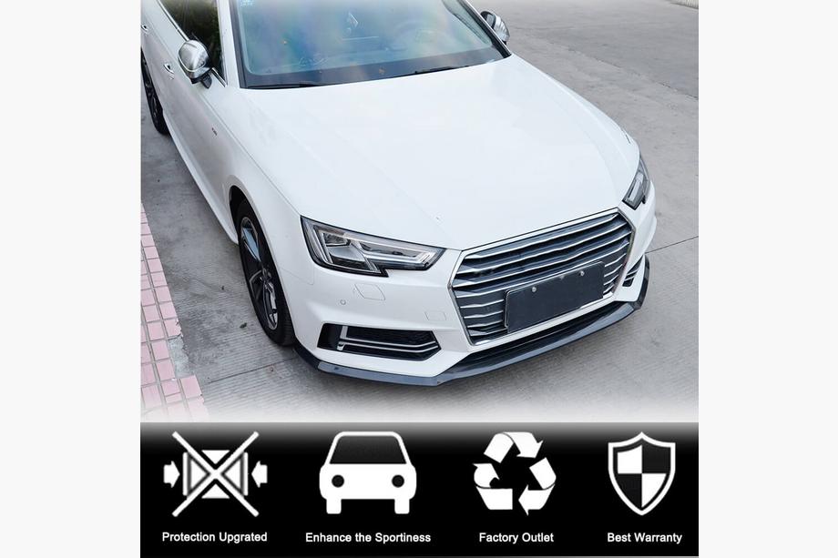 Audi A4 B9 2015-2024 Lame de pare-chocs avant Lip V4 (pour S-Line Sedan 2015-2019, Carbone) Photo 2