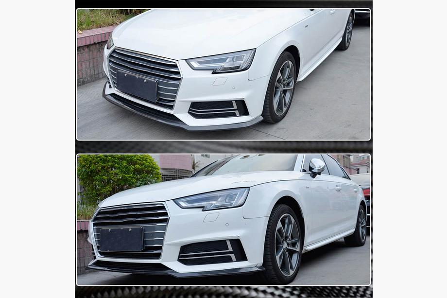 Audi A4 B9 2015-2024 Lame de pare-chocs avant Lip V4 (pour S-Line Sedan 2015-2019, Carbone) Photo 3
