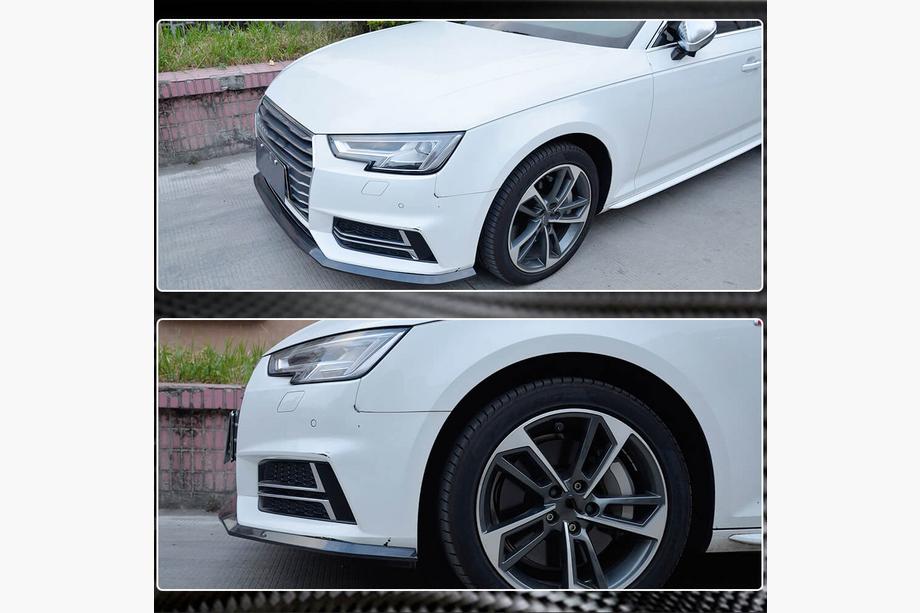 Audi A4 B9 2015-2024 Lame de pare-chocs avant Lip V4 (pour S-Line Sedan 2015-2019, Carbone) Photo 4