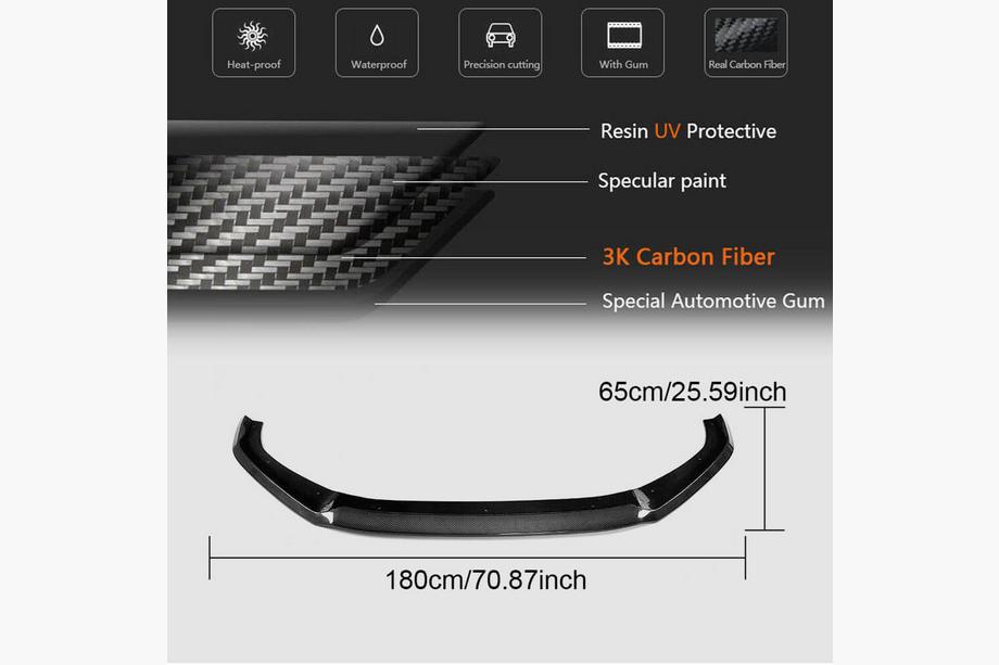 Audi A4 B9 2015-2024 Lame de pare-chocs avant Lip V4 (pour S-Line Sedan 2015-2019, Carbone) Photo 5