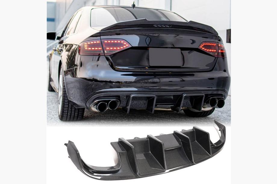 Audi A4 B8 2007-2015 Diffuseur de Pare-chocs Arrière V1 (pour S4 2009-2012, Carbone) Image