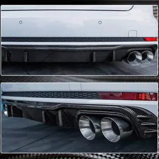 Diffuseur de pare-chocs arrière V2 (pour S-Line Sedan 2015-2019, Carbone) photo 4