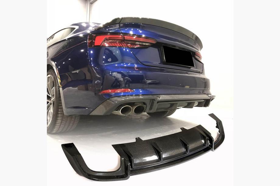 Audi A5 2016-2025 Diffuseur de Pare-chocs Arrière V2 (pour S-Line 2016-2020, Carbone) Image
