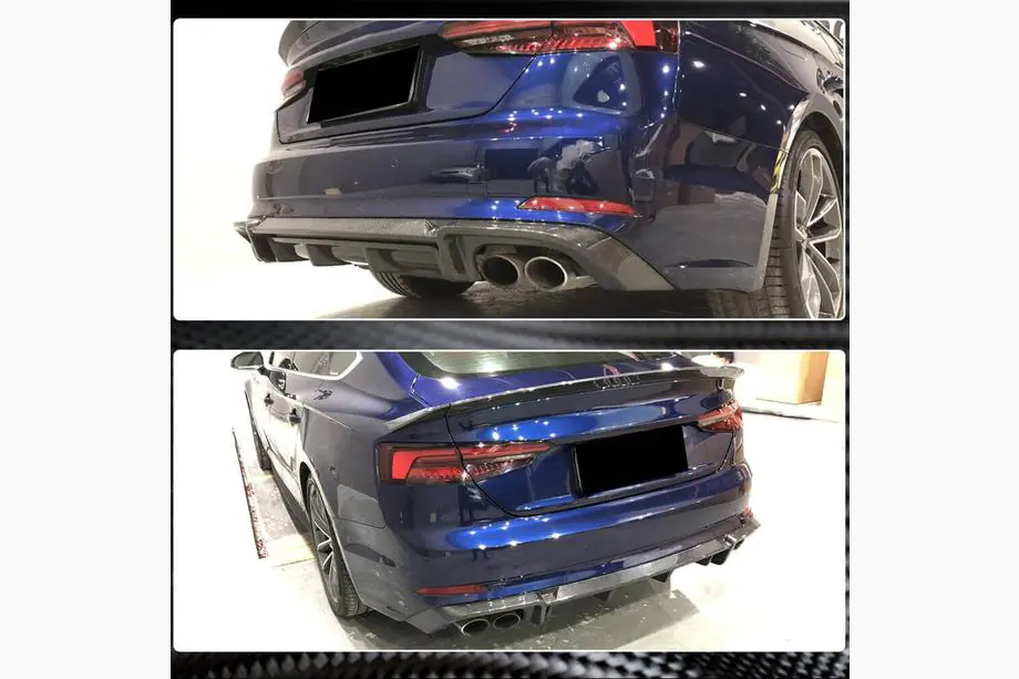 Audi A5 2016-2025 Diffuseur de Pare-chocs Arrière V2 (pour S-Line 2016-2020, Carbone) Photo 5