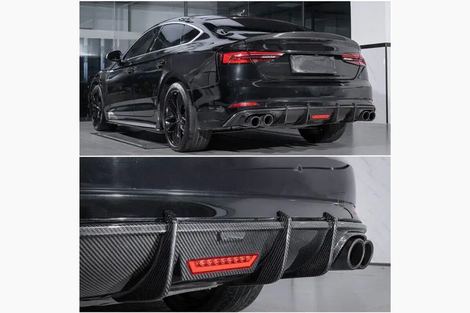 Audi A5 2016-2025 Diffuseur de Pare-chocs Arrière V1 (pour S-Line 2016-2020, Carbone) Photo 5