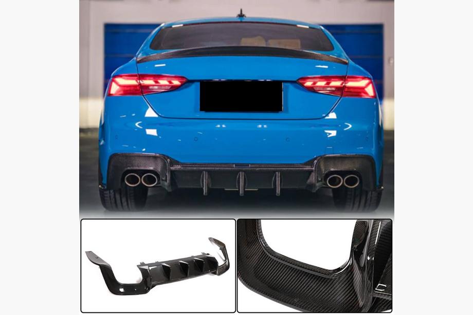 Audi A5 2016-2025 Diffuseur de Pare-chocs Arrière V1 (pour S-Line 2021-2025, Carbone) Image
