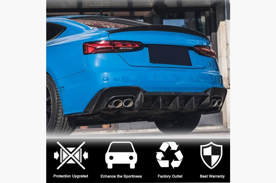 Audi A5 2016-2025 Diffuseur de Pare-chocs Arrière V1 (pour S-Line 2021-2025, Carbone) Photo 3