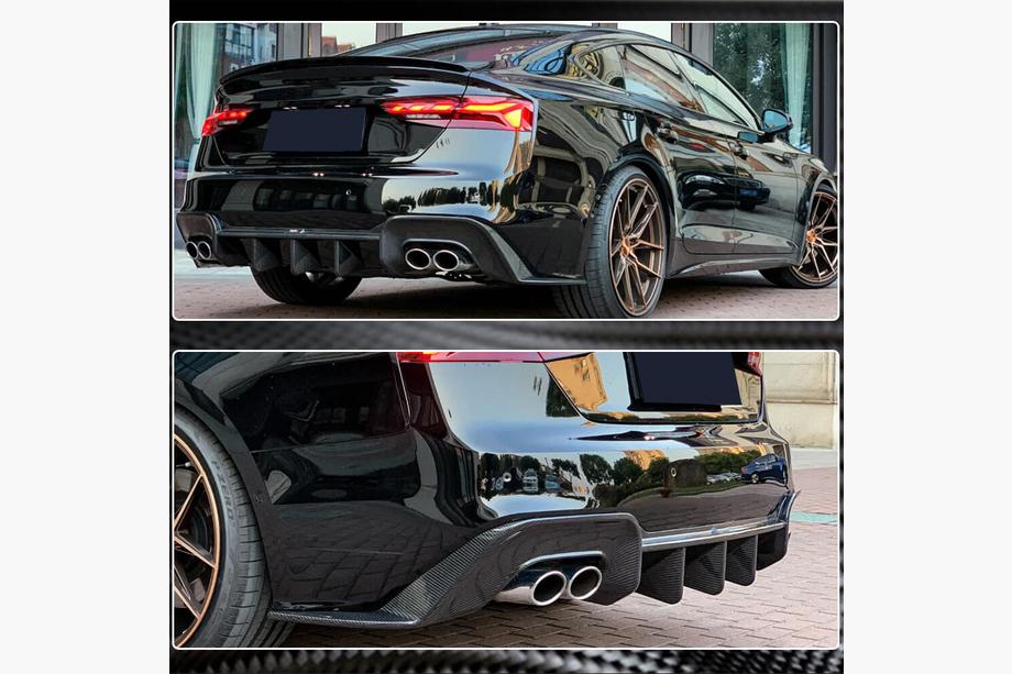 Audi A5 2016-2025 Diffuseur de Pare-chocs Arrière V1 (pour S-Line 2021-2025, Carbone) Photo 5