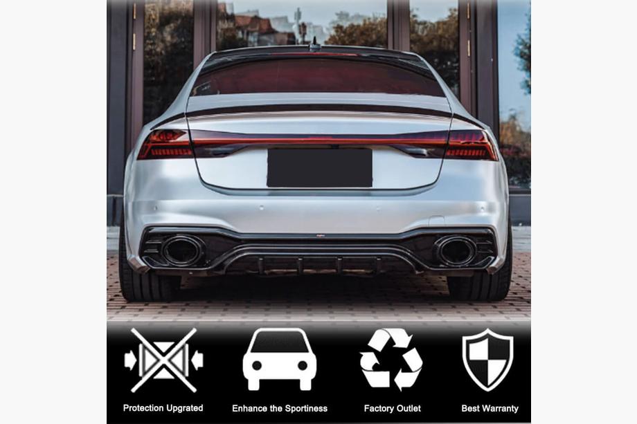 Audi A7 2018- Diffuseur arrière avec sorties d'échappement (pour S-Line 2018-2022, Carbone Sec) Photo 3