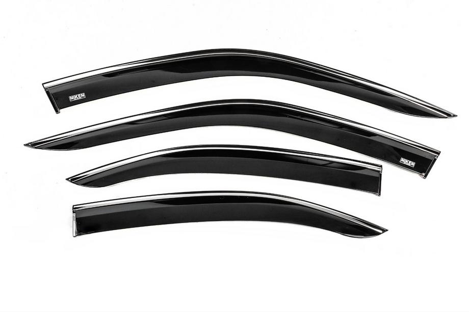 Opel Mokka 2021- Déflecteurs de vitres avec moulure chromée (4 pcs, Niken) Image