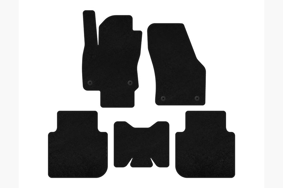 Skoda Kodiaq 2016-2023 Tapis de sol textile Premium (5 places/Automatique, Noir) Image