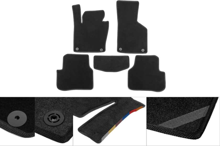 Volkswagen Caddy 2015-2020 Tapis de sol textile Classic (noir) 5 pièces, avant et arrière (Standard, 1 porte coulissante) Photo 1