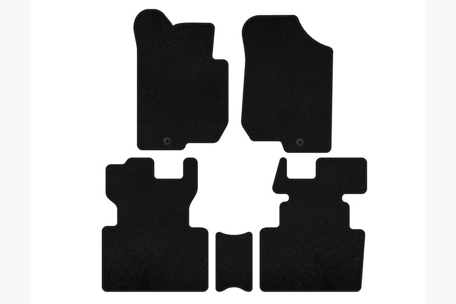 Kia Carens 1999-2012 Tapis de sol textile Classic (2006-2012, 2 rangées, 7 places, Noir) Image