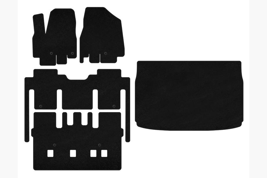 Kia Sedona 2014-2020 Tapis de sol textile Classic (habitacle complet, 8 places, Noir) Image