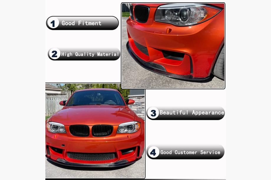 BMW 1 Series E81/E82/E87/E88 2004-2011 Lame avant V1 pour 1M E82, Carbone Photo 3