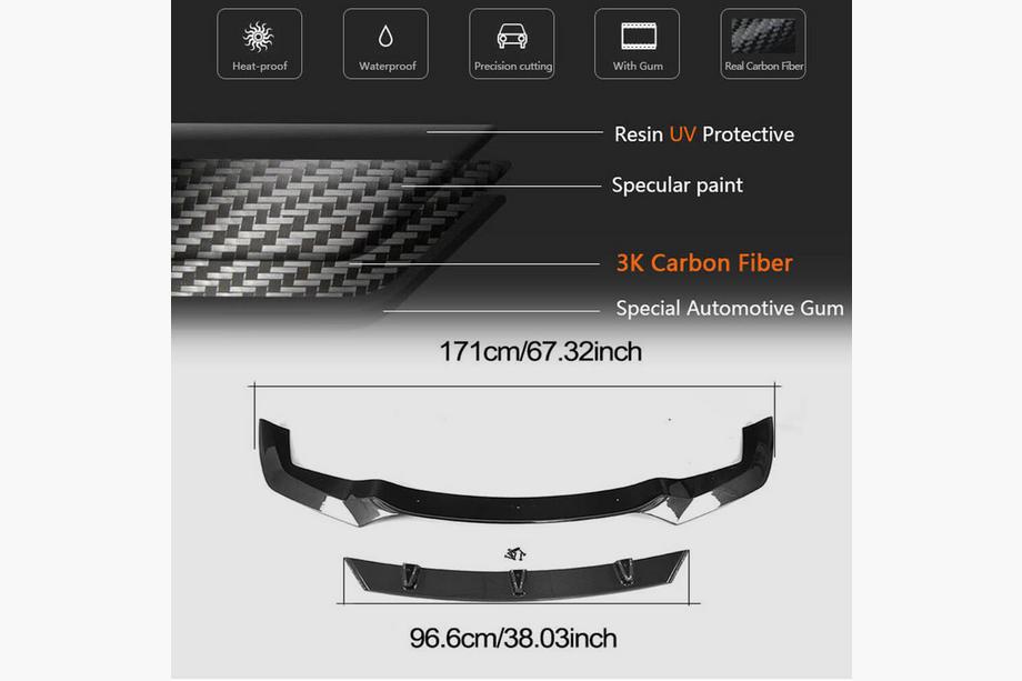 BMW 2 Series F22/F23 2014-2021 Lame avant de pare-chocs Lip V3 (pour F87 M2, Carbone) Photo 8