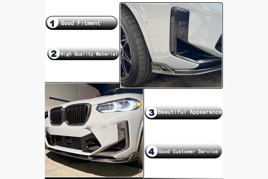 BMW X4 G02 2018- Lame avant de pare-chocs (pour F98 2022-2025, Carbone) Photo 3