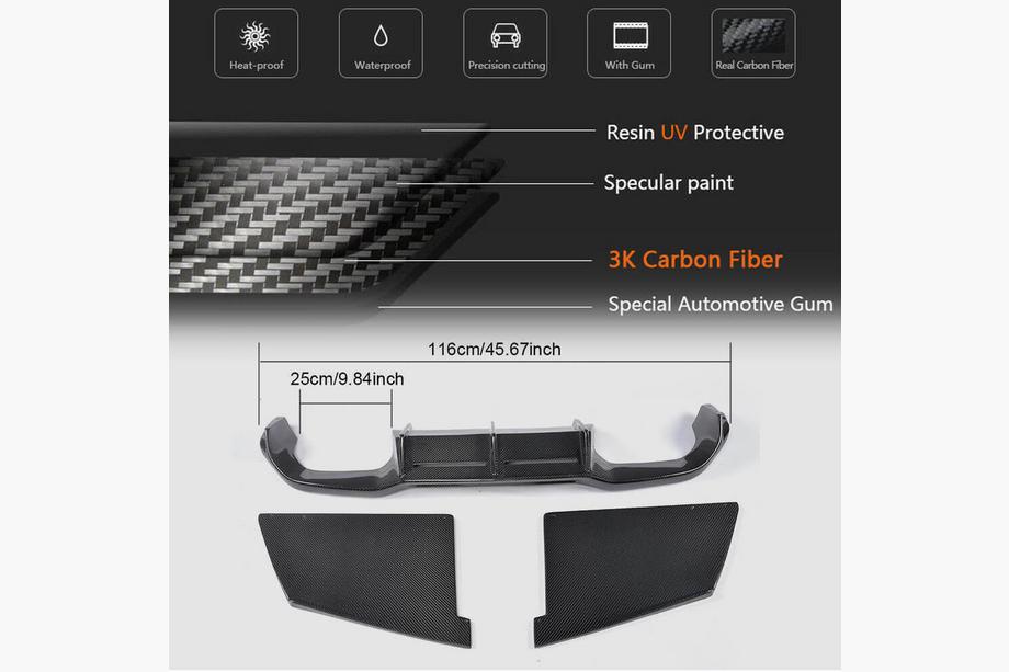 BMW 2 Series F22/F23 2014-2021 Diffuseur Arriere V3 (pour F87 M2/M2C, Carbone) Photo 5