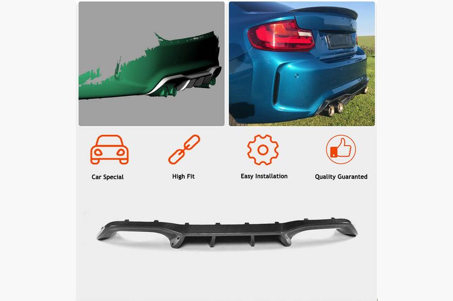 BMW 2 Series F22/F23 2014-2021 Diffuseur Arrière V6 (pour F87 M2/M2C, Carbone) Photo 2