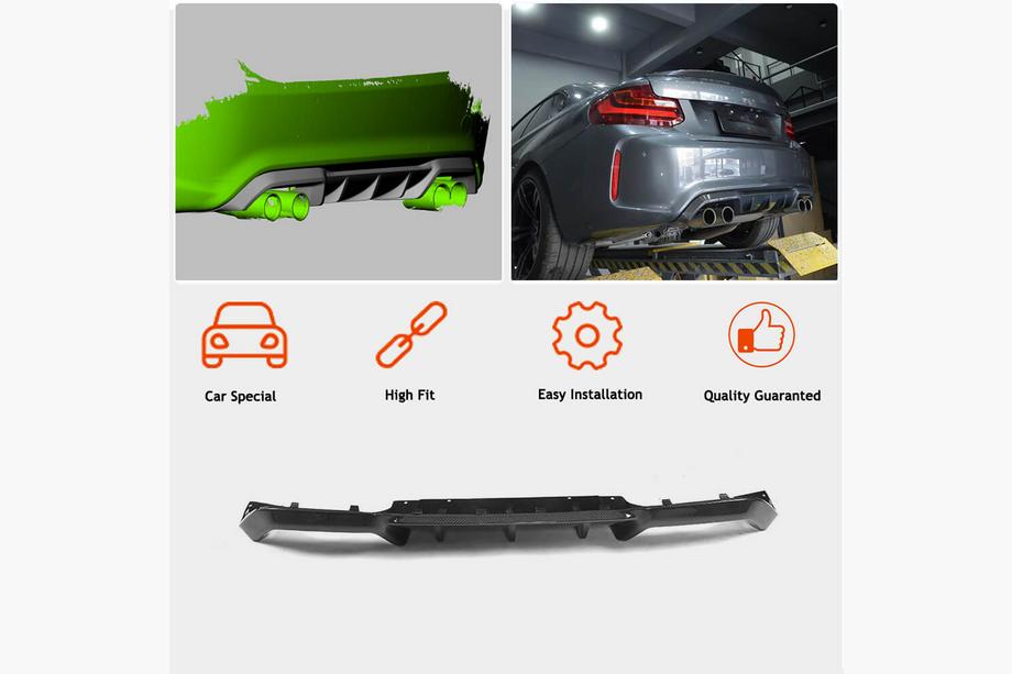 BMW 2 Series F22/F23 2014-2021 Diffuseur Arrière V5 pour F87 M2/M2C, Carbone Photo 3