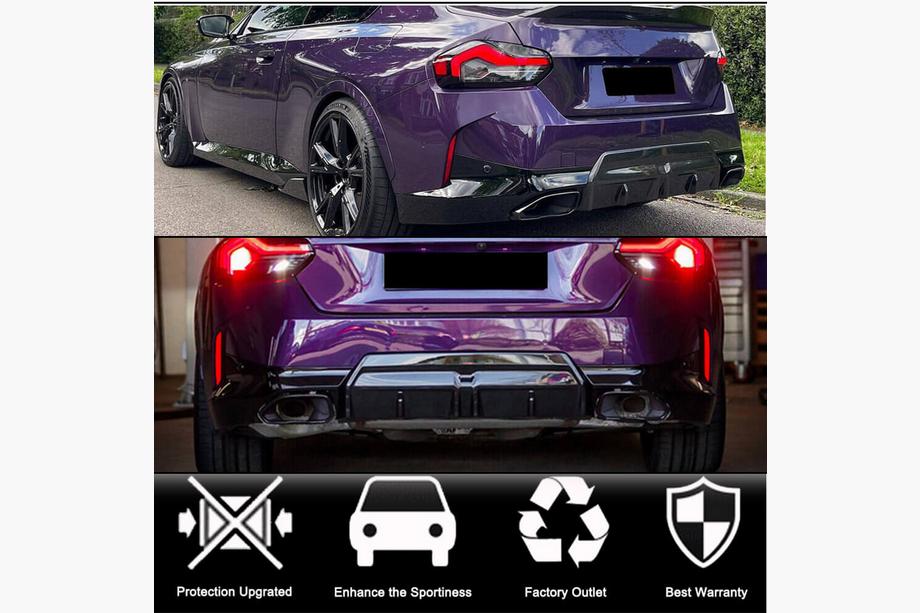 BMW 2 Series G42 2021- Diffuseur de Pare-Chocs Arrière V2 (pour M-Sport, Carbone) Photo 2