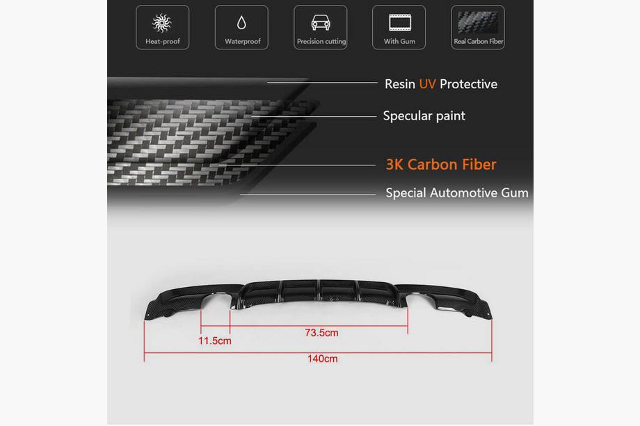 BMW 3 Series F30/F31 2012-2019 Diffuseur Arriere V1 pour F30 M-Sport, Carbone Photo 6