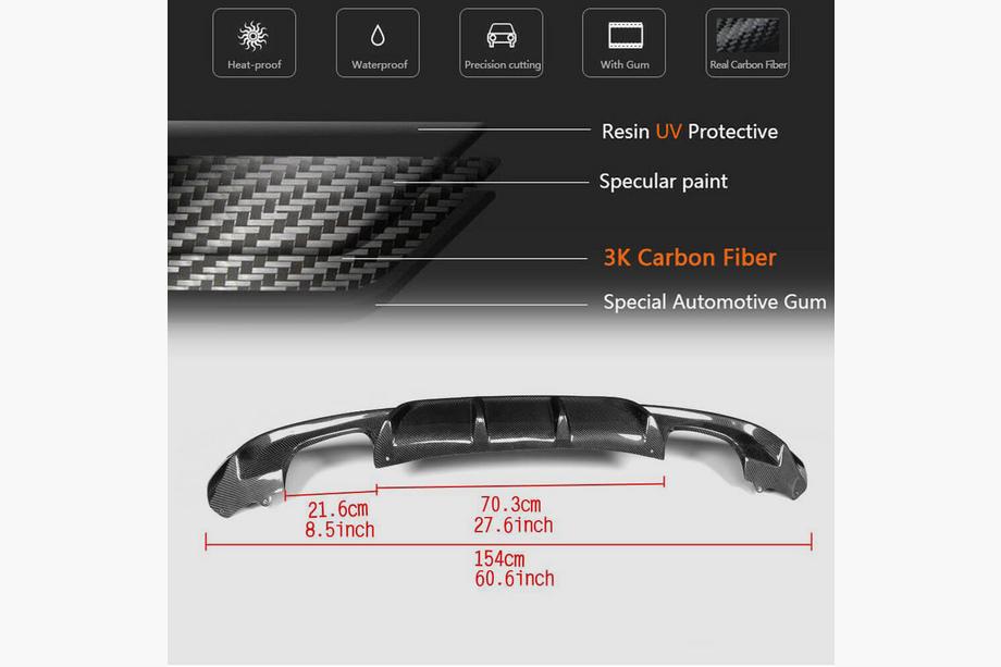BMW 3 Series F34 2013–2020 Diffuseur Arriere V4 (pour F34 M-Sport, Carbone) Photo 5