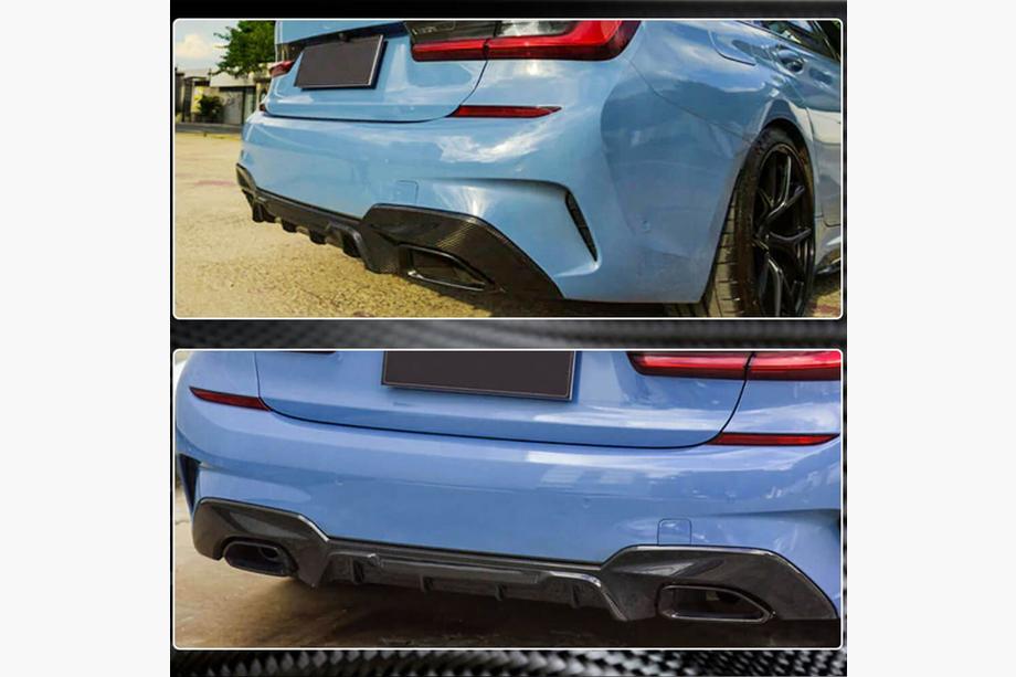 BMW 3 Series G20/G21 2018- Diffuseur de Pare-chocs Arrière (pour M340i 2018-2022, Carbone) Photo 3