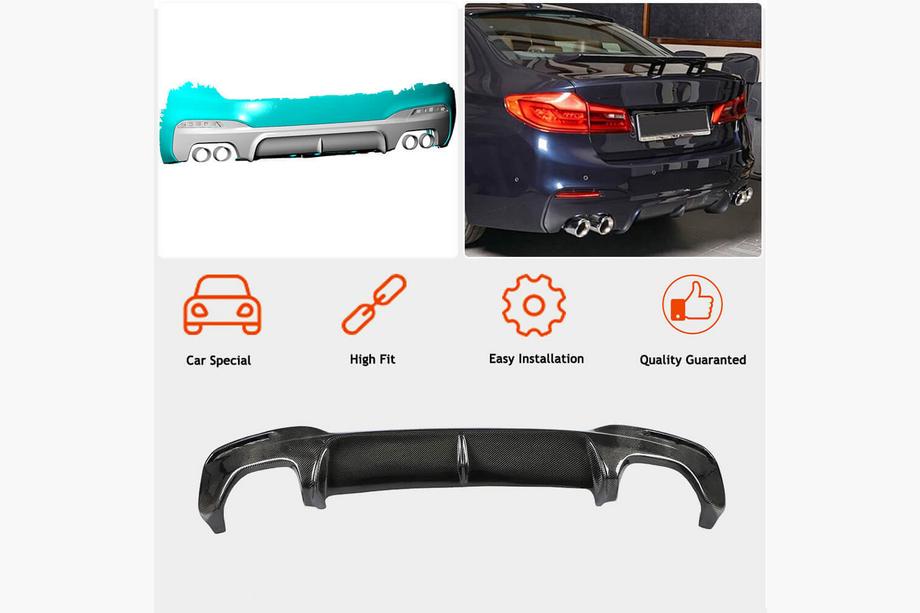 BMW Série 5 G30/G31 2017–2023 Diffuseur arrière V3 pour M-Sport/M5 F90 (Carbone) Photo 2
