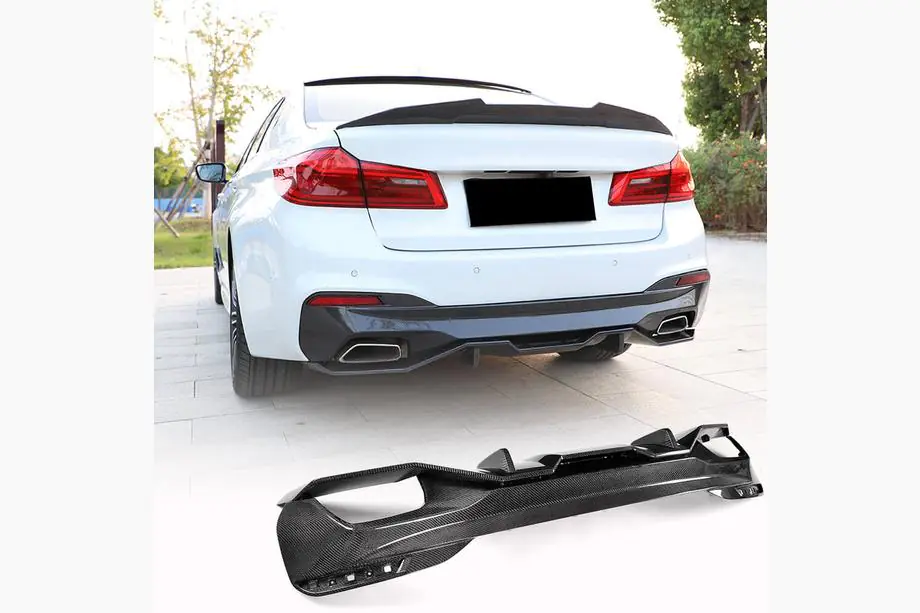 BMW Série 5 G30/G31 2017–2023 Diffuseur de pare-chocs arrière V4 (pour M-Sport/M5 F90, Carbone) Photo 16