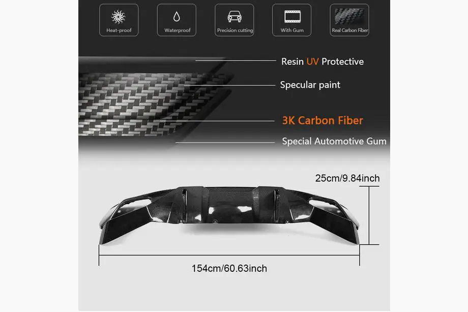 BMW Série 5 G30/G31 2017–2023 Diffuseur de pare-chocs arrière V4 (pour M-Sport/M5 F90, Carbone) Photo 15