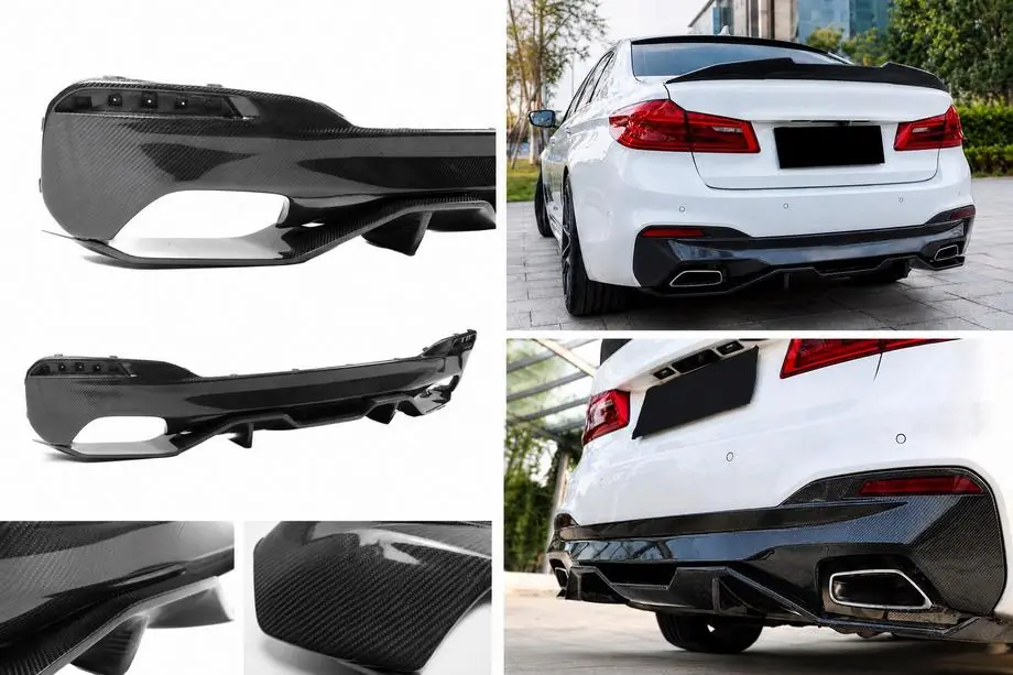 BMW Série 5 G30/G31 2017–2023 Diffuseur de pare-chocs arrière V4 (pour M-Sport/M5 F90, Carbone) Photo 1