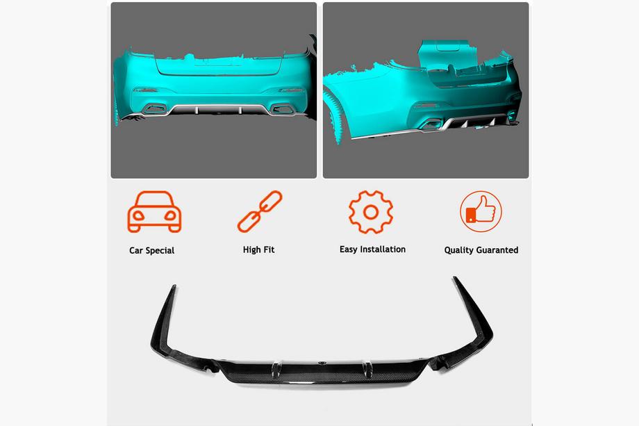 BMW Série 5 G30/G31 2017–2023 Diffuseur arrière V6 (pour M-Sport, carbone) Photo 4