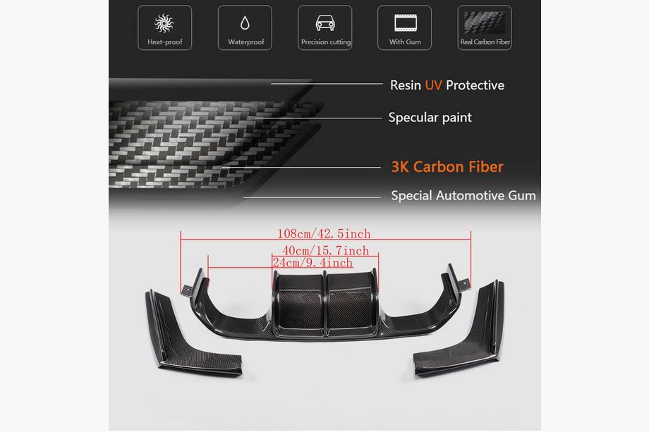 BMW 3 Series F30/F31 2012-2019 Diffuseur de Pare-chocs Arriere V4 (pour F80, Carbone) Photo 7