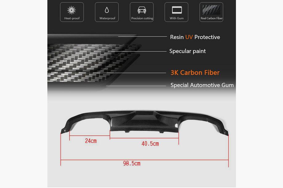BMW 3 Series F30/F31 2012-2019 Diffuseur de Pare-chocs Arrière V7 (pour F80, Carbone) Photo 5